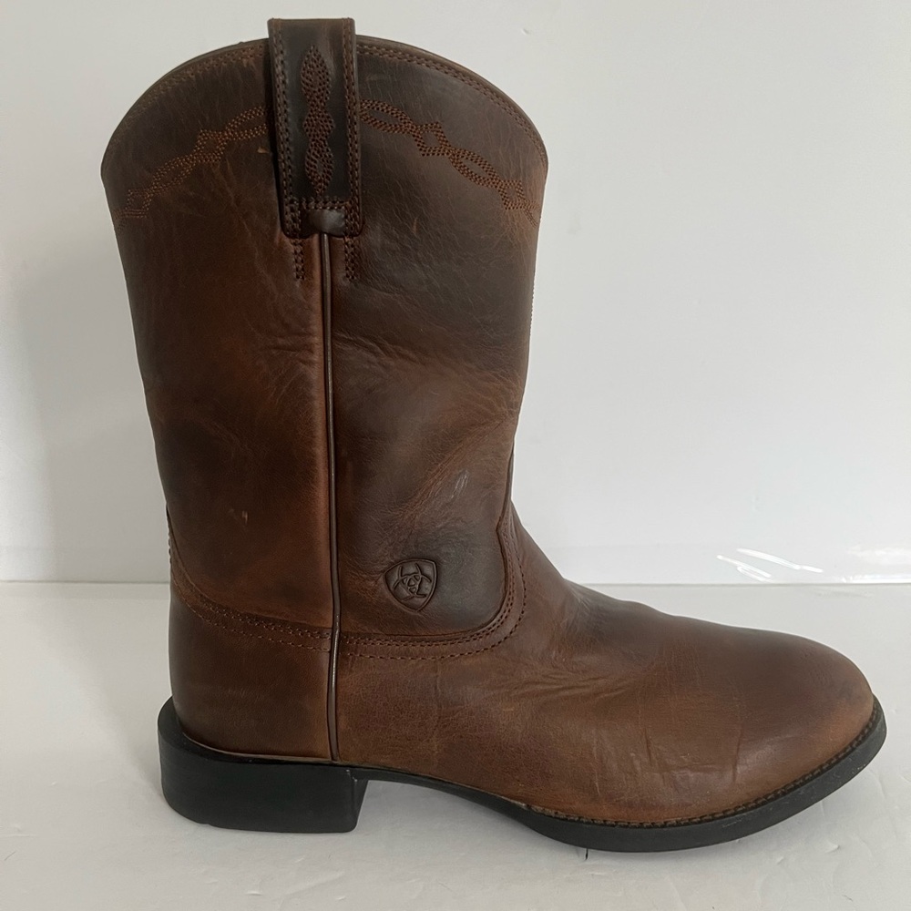 ARIAT Heritage Roper Western Distressed Brown Leather Boots Round Toe Size 10D - Picture 2 of 9